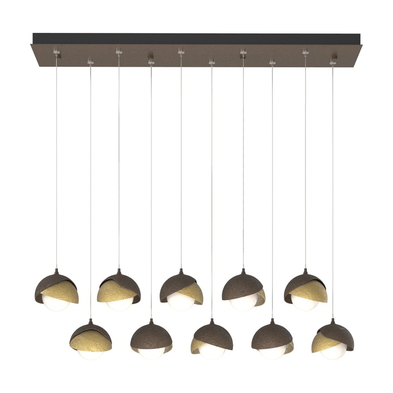 Brooklyn 10-Light Double Shade Pendant Bronze Modern Brass