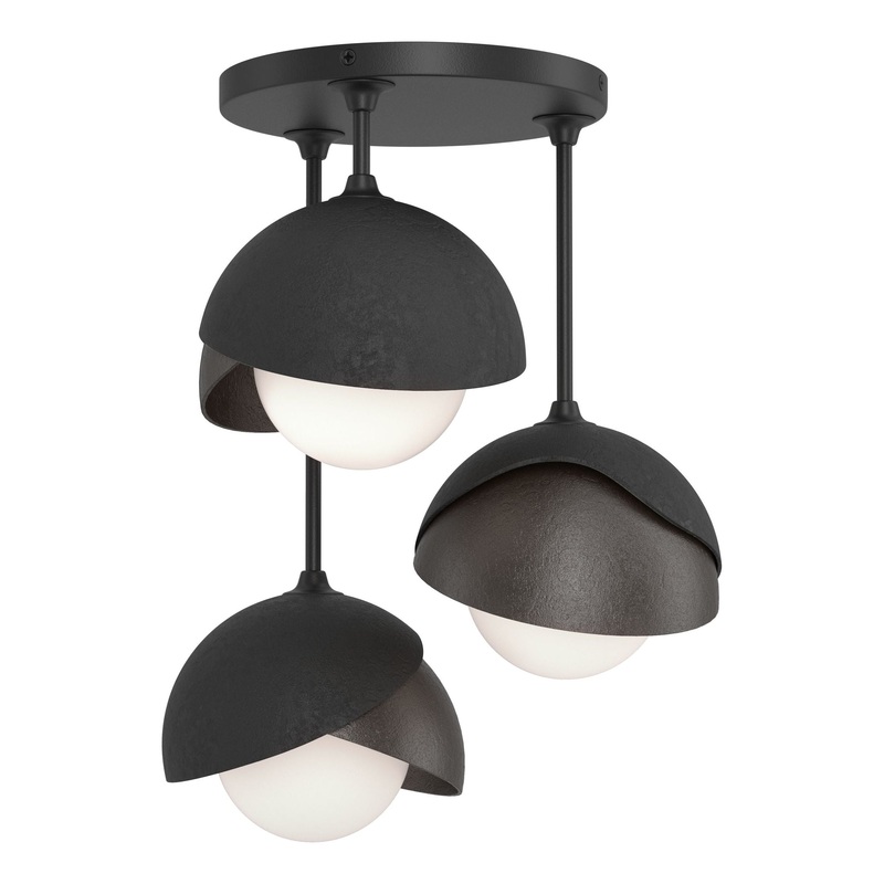 Brooklyn 3-Light Double Shade Semi-Flush Black Oil Rubbed Bronze
