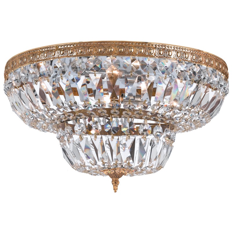 Crystorama 730-OB-CL-MWP Ceiling Mount Eight Light Flush Mount Olde Brass