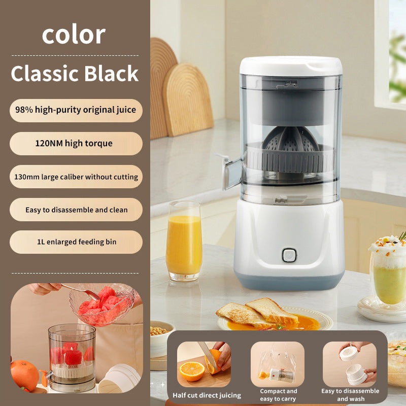 Gray Electric Citrus Juicer Press – Portable, Large Caliber, One-Click Operation(3.7v 1500 mAh battery)