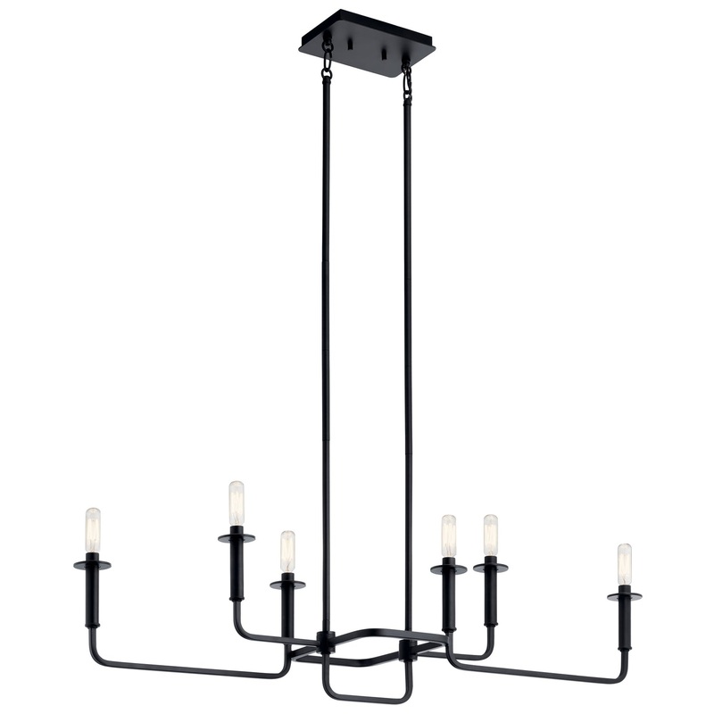 Kichler 43362BK Six Light Linear Chandelier, Black