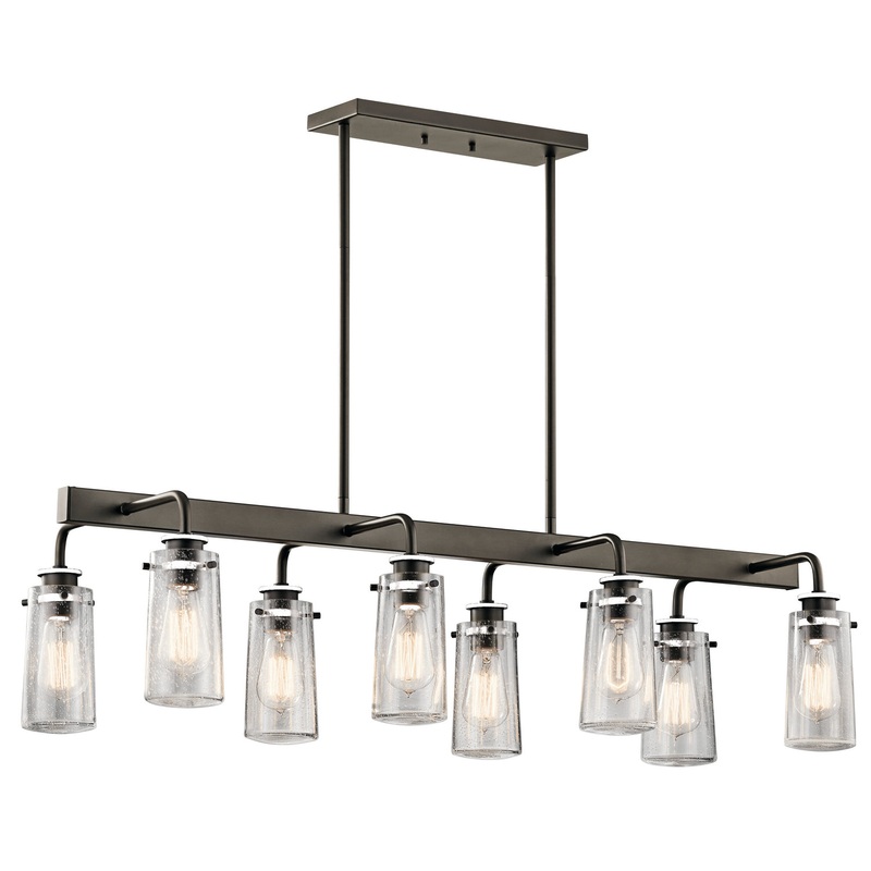 Kichler 43457OZ Eight Light Linear Chandelier, Olde Bronze