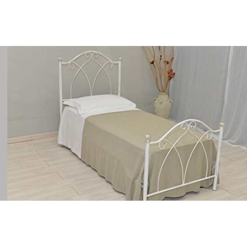 Letto Singolo in Ferro BATTUTO, Modello Denise, Vari Colori (Nero, Sfumature Oro)
