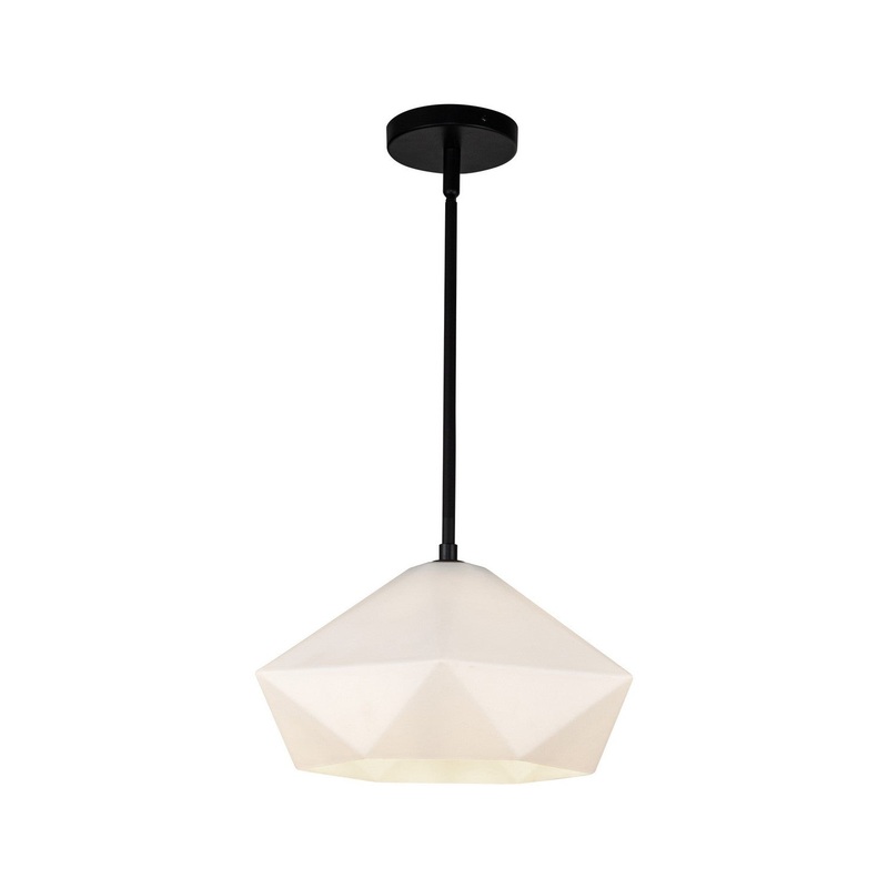 One Light Pendant from the Krysta Collection in Matte Black/Opal Glass Finish by Alora