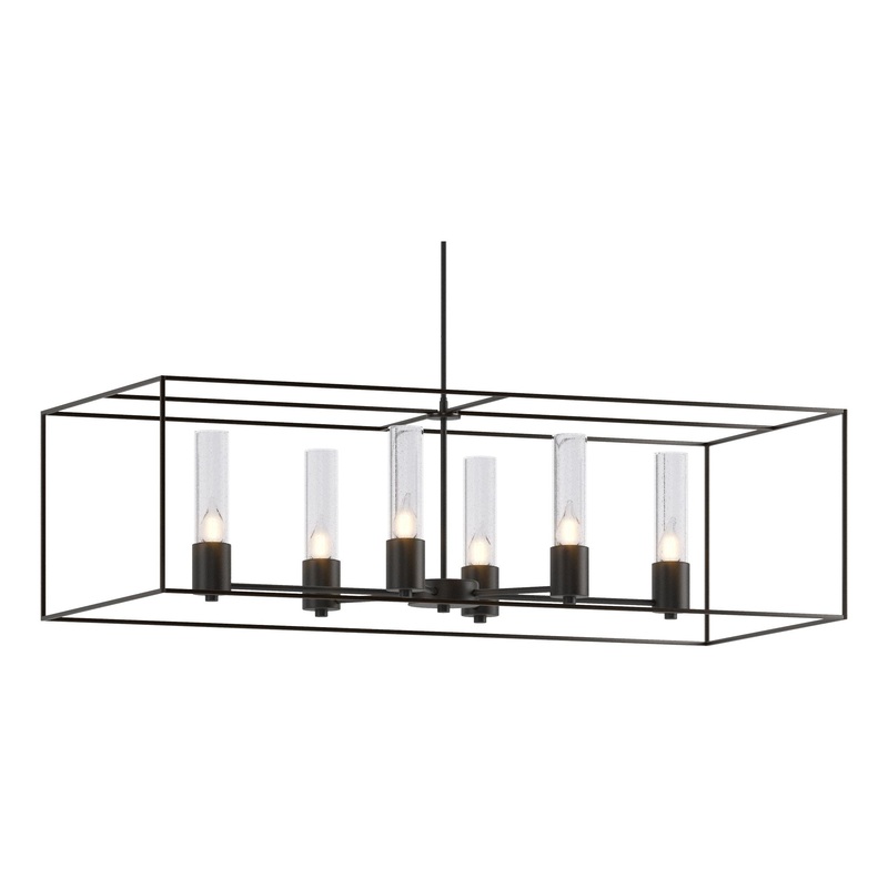 Portico Pendant Black Oil Rubbed Bronze Seeded Clear Glass (II)