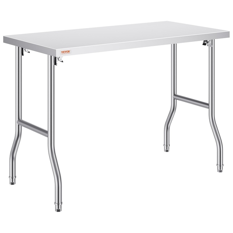 VEVOR Stainless Steel Kitchen Bench Folding Commercial Prep Table 1220×610 mm