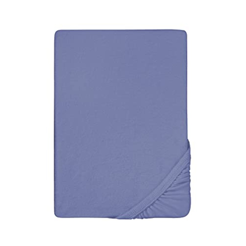 Biberna 0012344 Lenzuolo Frottee-Stretch (Altezza Materasso max. 22 cm) 1X 90X190 cm > 100X200 cm, Blu
