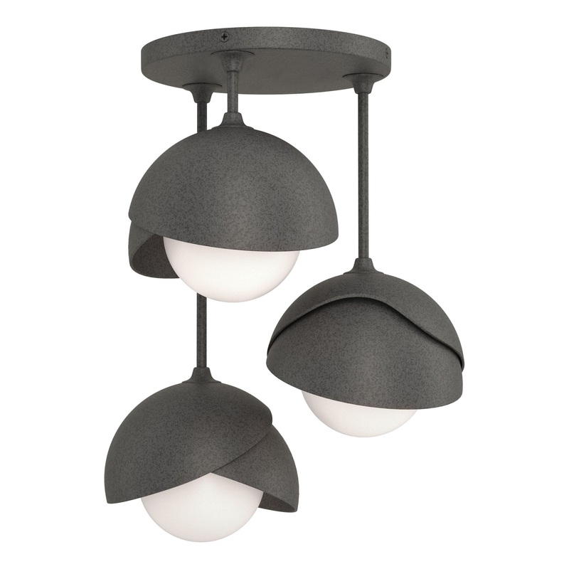 Brooklyn 3-Light Double Shade Semi-Flush Natural Iron Natural Iron
