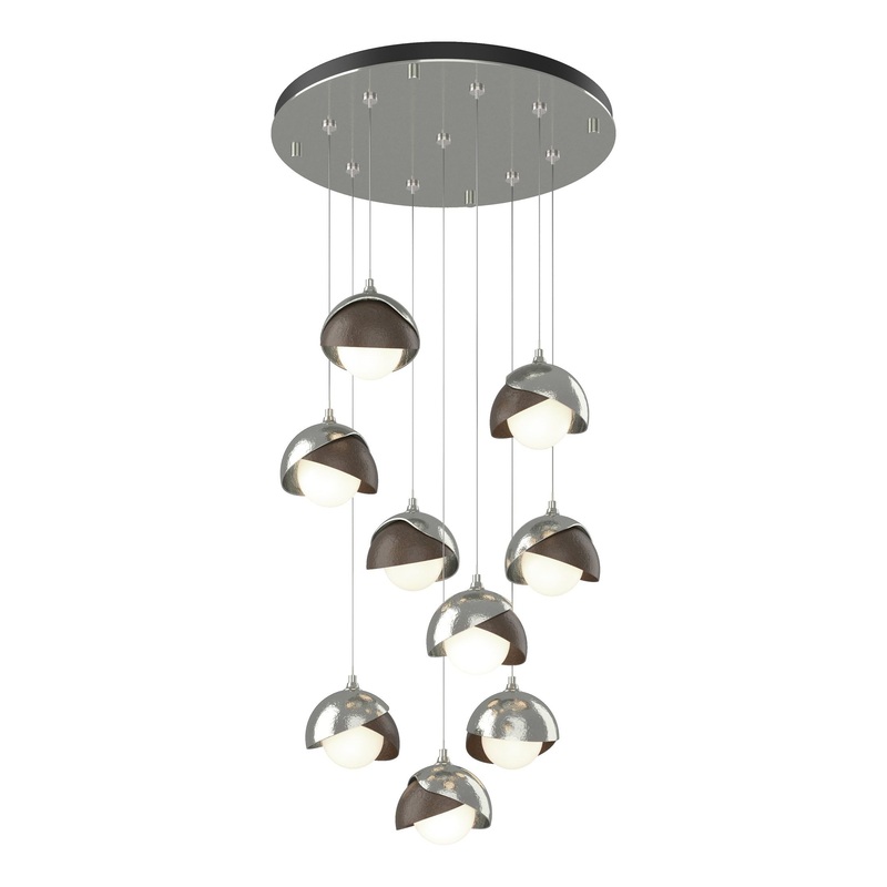 Brooklyn 9-Light Double Shade Pendant Sterling Bronze