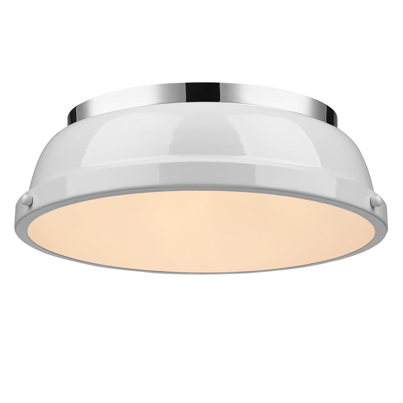 Duncan 14″ Flush Mount in Chrome with a White Shade