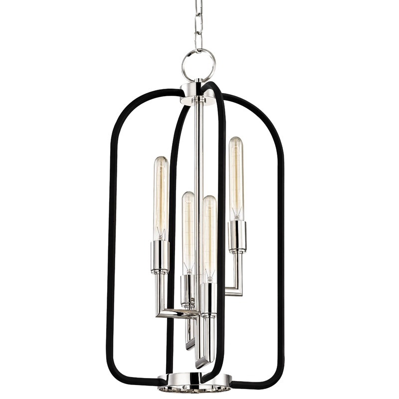 Four Light Chandelier from the Angler Collection in Polished Nickel Finish by Hudson Valley