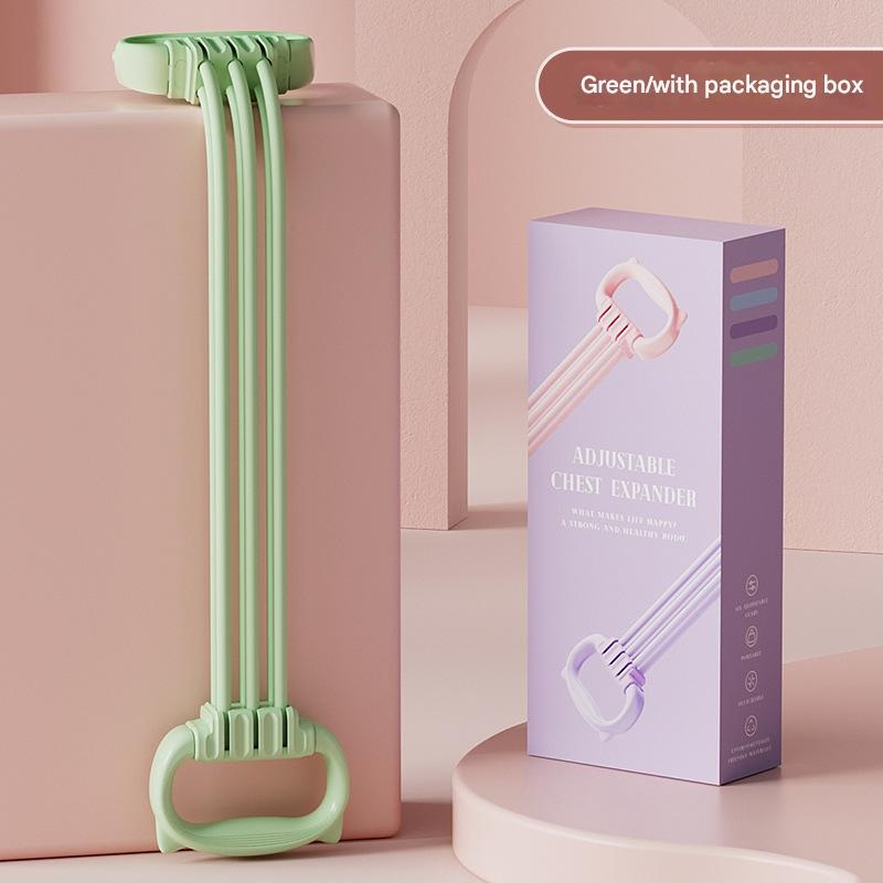 Green Adjustable Resistance Chest Expander with 6 Levels – Cute Cat Ear Puller for Full Body Workout