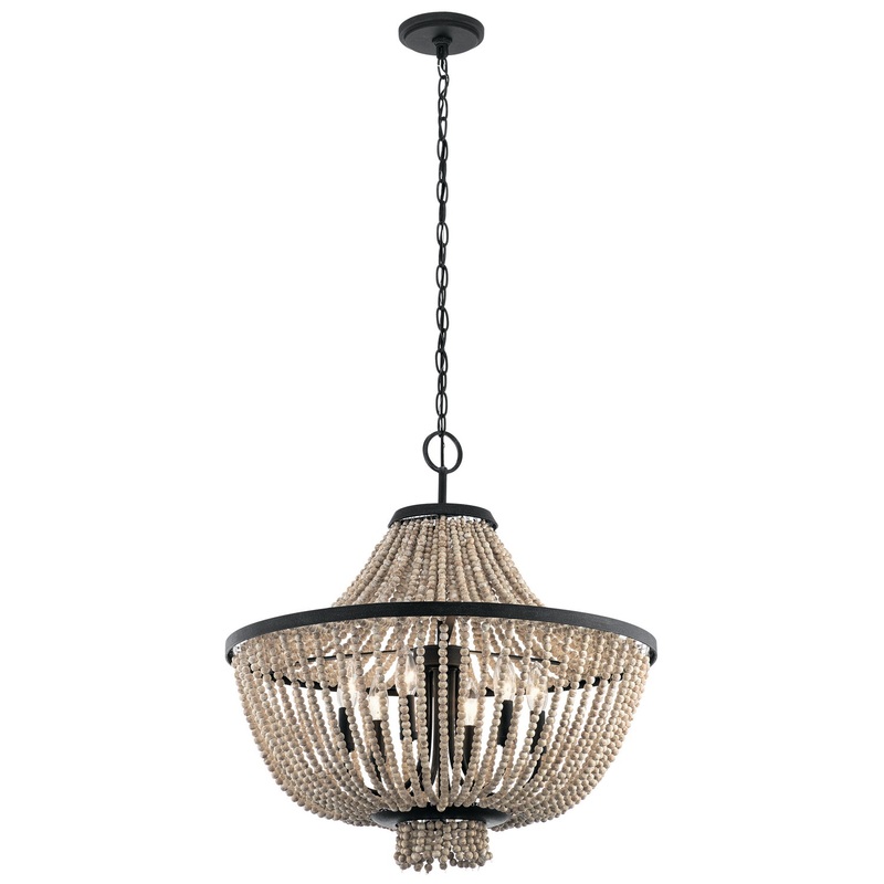 Kichler 43891DBK Six Light Chandelier, Distressed Black