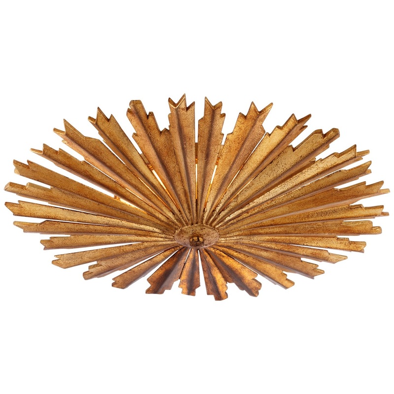 LED Flush Mount from the Claymore Collection in Gilded Iron Finish by Visual Comfort Signature
