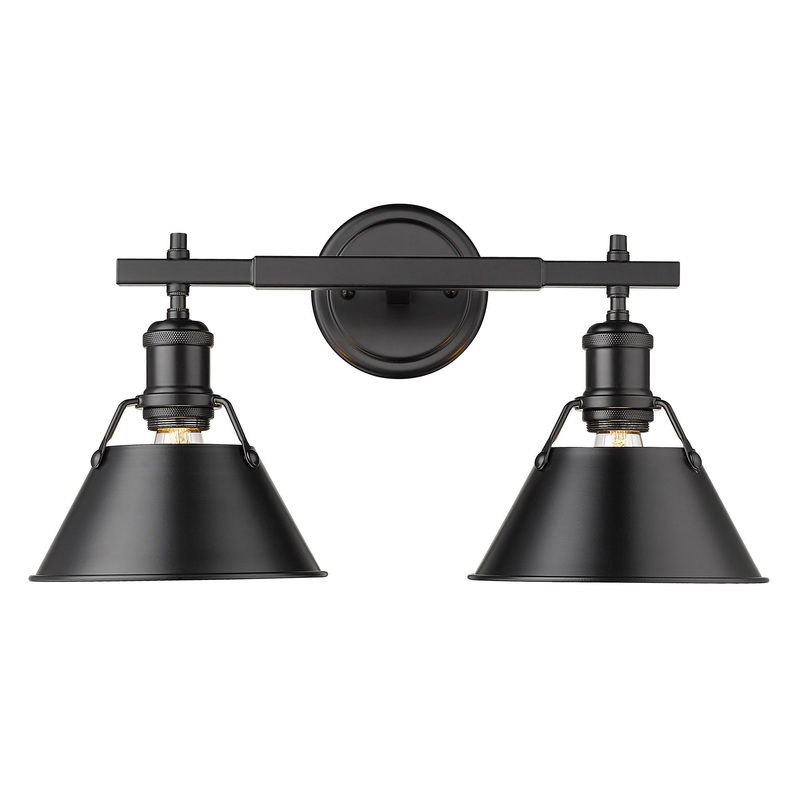 Orwell BLK 2 Light Bath Vanity in Matte Black with Matte Black Shade