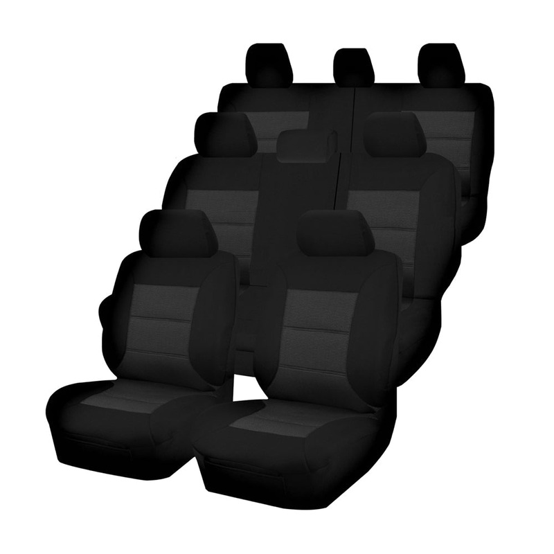 Seat Covers for TOYOTA LANDCRUISER 200 SERIES GXL – 60TH ANNIVERSARY VDJ200R-UZJ200R-URJ202R 11/2007 – 06/2021 4X4 SUV/WAGON 8 SEATERS FMR BLACK PREMIUM