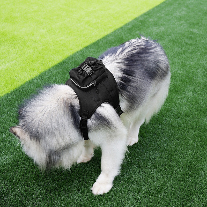 Size L Black Ultimate Dog Harness Vest with Backpack – Padded, Reflective & Adjustable for Medium to Large Breeds