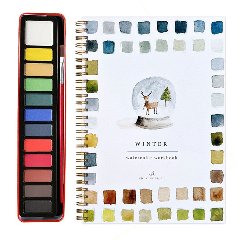 Winter 2-Pack Watercolor Painting Set – Premium Bird-Themed Coloring Books with Watercolor Paints (22.86×16.51cm) – Artist-Grade Workbook Kit