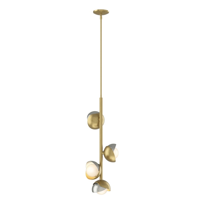 Brooklyn 4-Light Double Shade Vertical Pendant Modern Brass Sterling