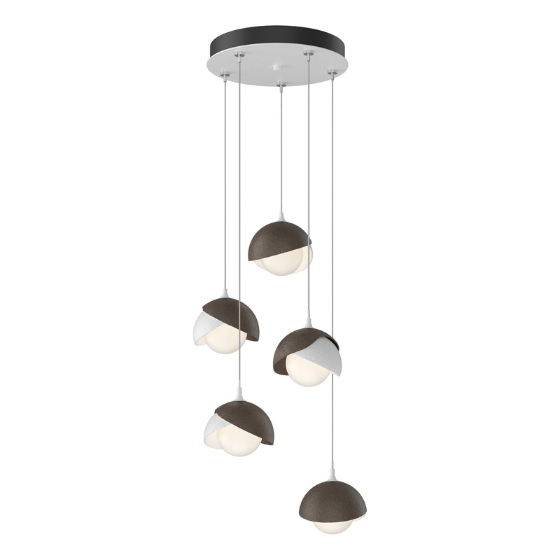 Brooklyn 5-Light Double Shade Pendant White Bronze