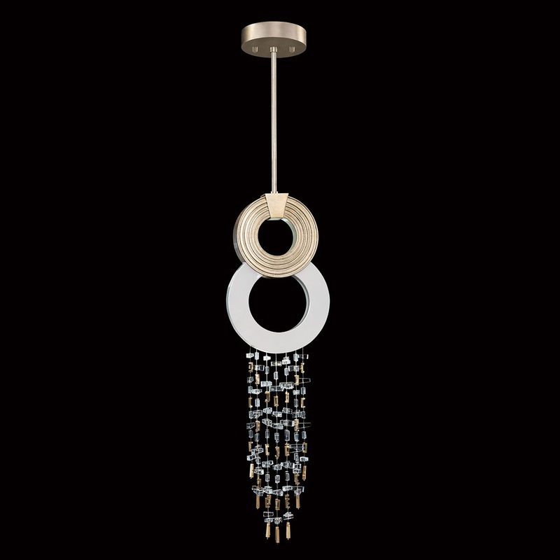 Capri 10.5″W Round Pendant Soft Gold Leaf/White Gloss