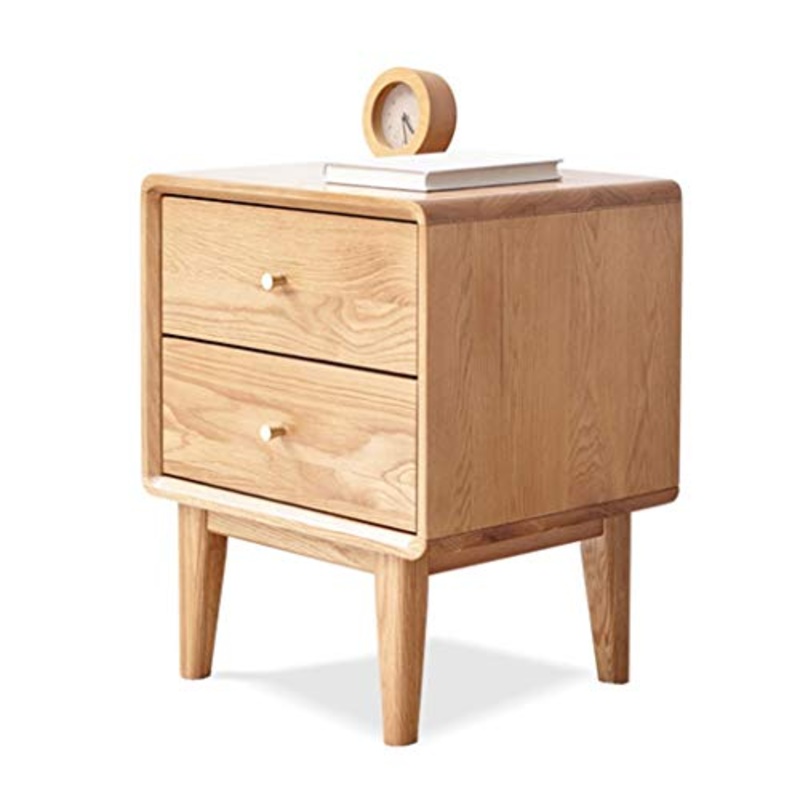 Com e cassettiere Comodino Comodino in Legno massello armadietto da Camera armadietto Basso Soggiorno Vernice Ambientale Due cassetti Camera da Letto (Color : Wood Color, Size : 40 * 35 * 50cm)