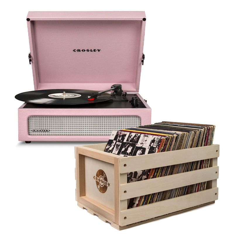 Crosley Voyager Amethyst – Bluetooth Portable Turntable  & Record Storage Crate