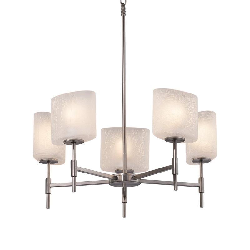 Five Light Chandelier from the Fusion Collection in Brushed Nickel Finish by Justice Designs