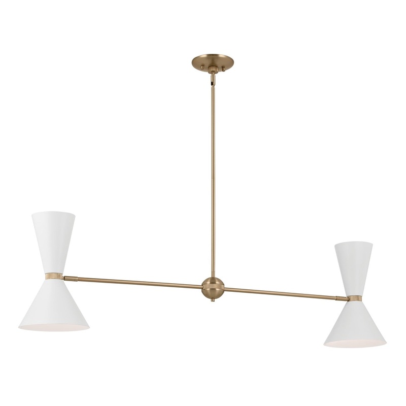 Kichler 52569CPZWH Four Light Linear Chandelier, Champagne Bronze