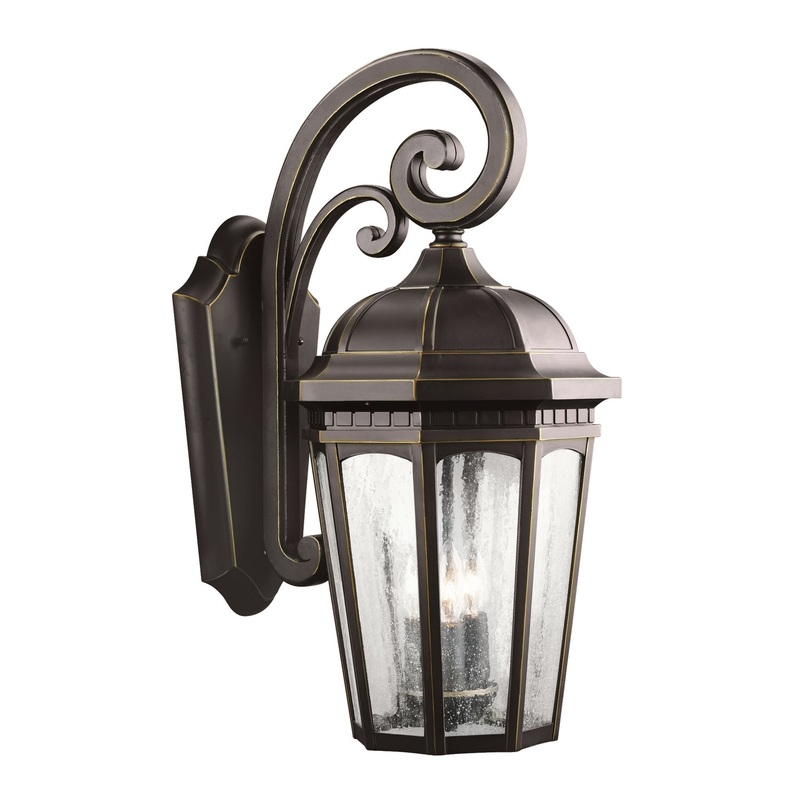 Kichler 9034RZ Three Light Outdoor Wall Mount, Rubbed Bronze