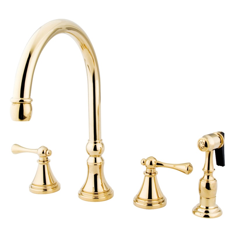 Kingston Brass KS2792BLBS Widespread Kitchen Faucet, Polished Brass