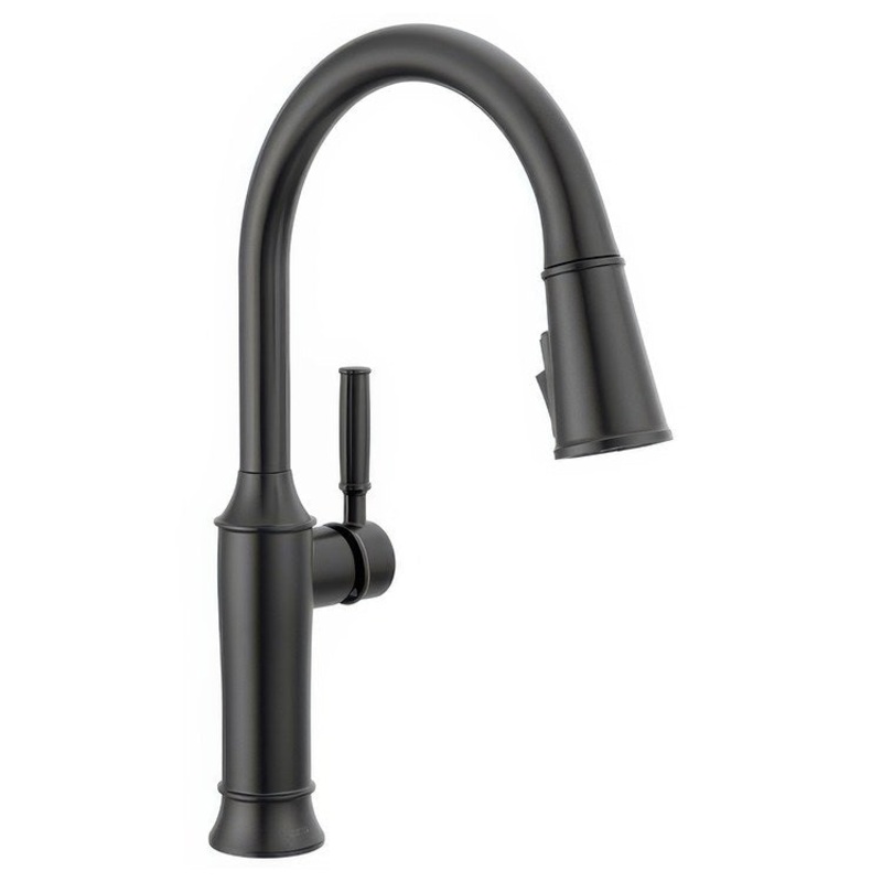 Kitchen Faucet Renaldi 8 Inch Spread 1 Lever ADA CALGreen Matte Black High Arc Pull Down 3 Function Wand Swivel 360DEG 1/3 Hole MagnaTite Docking 1.8 Gallons per Minute