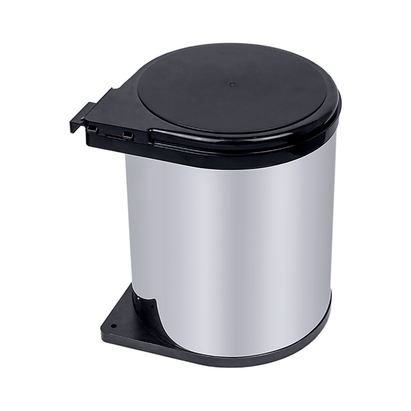 Kitchen Swing Pull Out Bin Stainless Steel Garbage Rubbish Waste Trash Can 14L