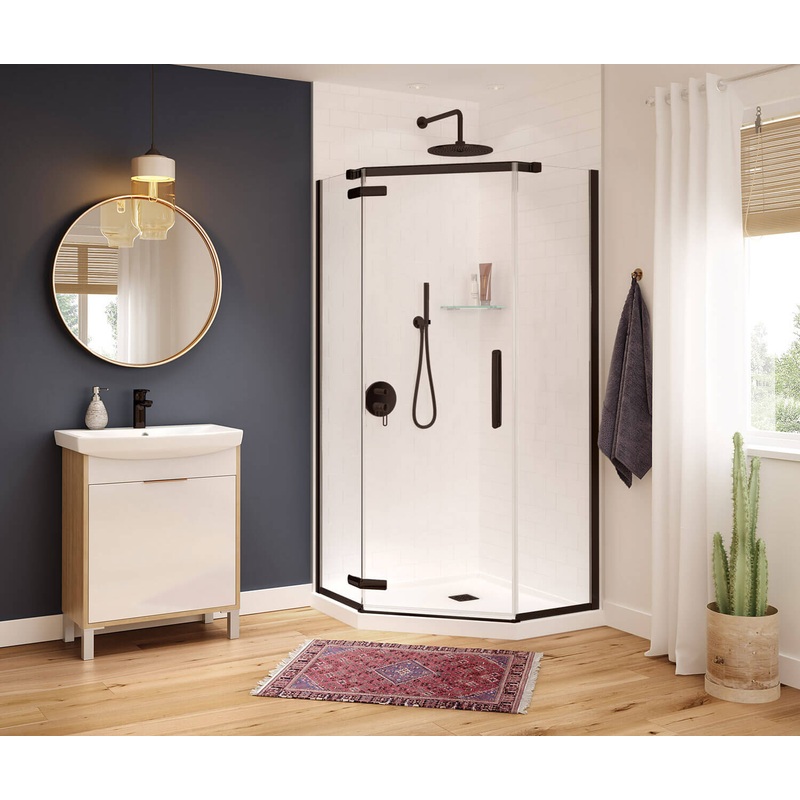 MAAX 137301-900-173-000 Hana Neo-angle 40 x 40 x 75 in. 8mm Pivot Shower Door for Corner Installation with Clear glass in Dark Bronze