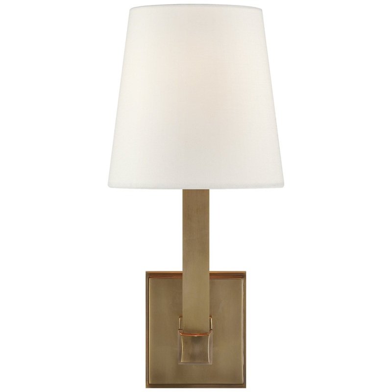 One Light Wall Sconce from the Square Tube Collection in Hand-Rubbed Antique Brass Finish by Visual Comfort Signature