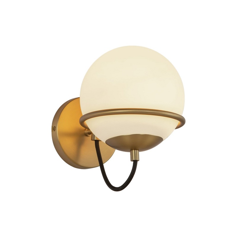 One Light Wall Vanity from the Alba Collection in Aged Brass/Opal Glass Finish by Alora