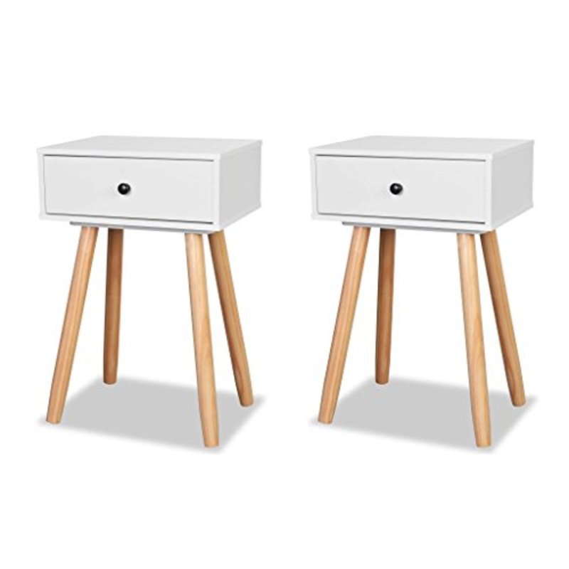 Tidyard Comodini Moderni Design, Comodini Set 2 pz in Massello di Pino 40x30x61 cm Bianchi