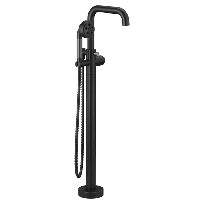 Tub Filler Trim Litze Freestanding with Handshower Less Handle Matte Black/Brilliance Luxe Steel WaterSense ADA Floor Mount 15.0 Gallons per Minute