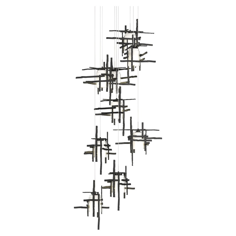 Tura 9-Light Frosted Glass Pendant Black