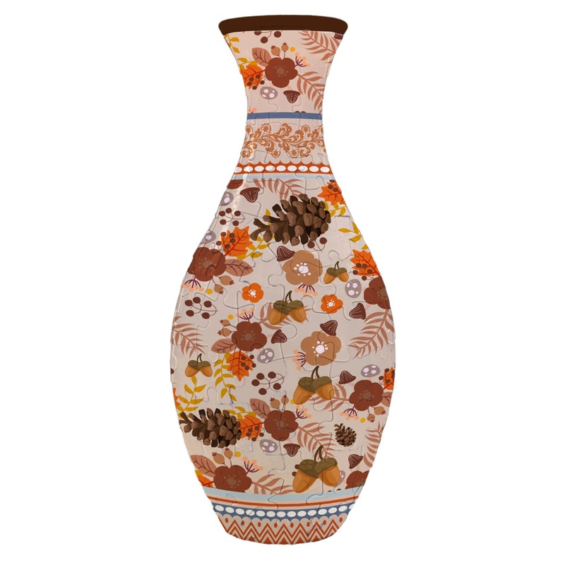 Unique 3D Puzzle Vase with Built-in Water Holder – Fun DIY Project (Autumn)