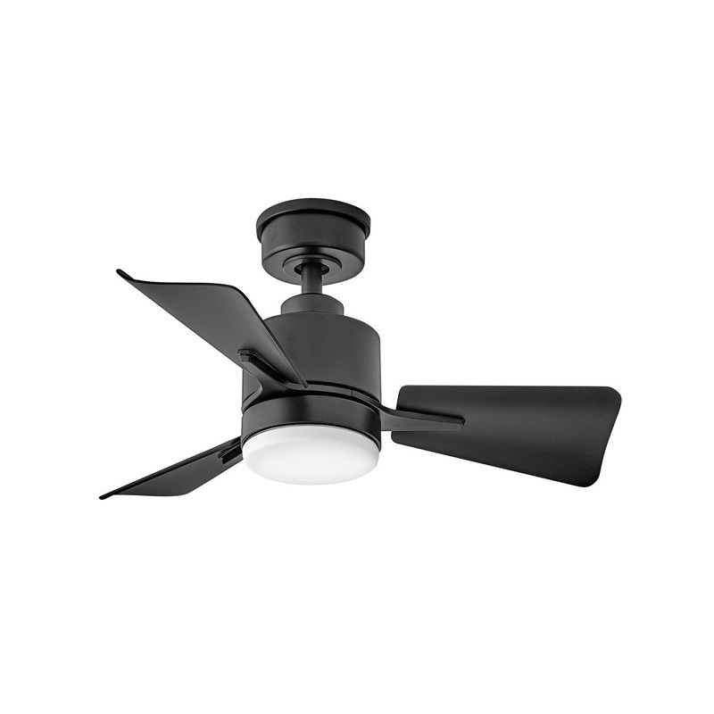 30″ LED Fan from the Atom Collection in Matte Black Finish by Hinkley