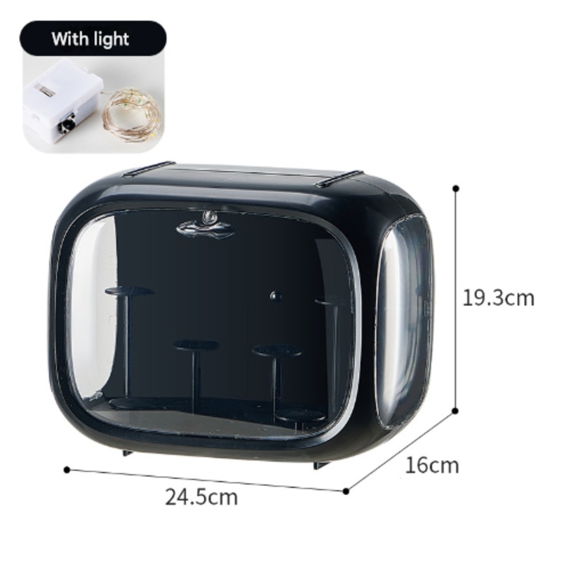 Black With Lamp Wall Mount & Desktop Blind Box Display Case – Clear Dustproof Storage Organizer for Collectibles & Figures