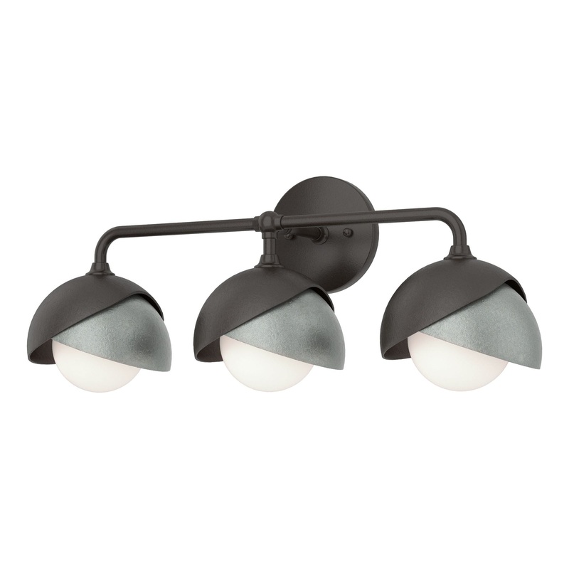 Brooklyn 3-Light Double Shade Bath Sconce Oil Rubbed Bronze Vintage Platinum