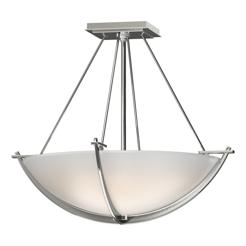 Compass Small Semi-Flush Sterling Opal Glass (GG)