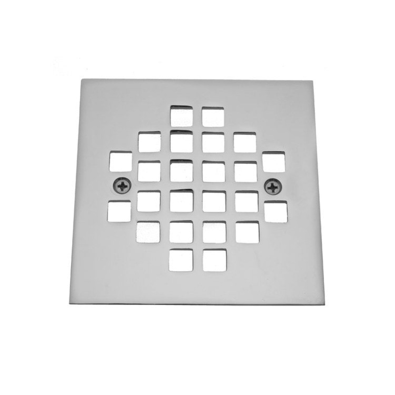 Drain Plate Square Shower 4-1/4 x 4-1/4 Inch Polished Chrome Brass Depth 1/16 Inch