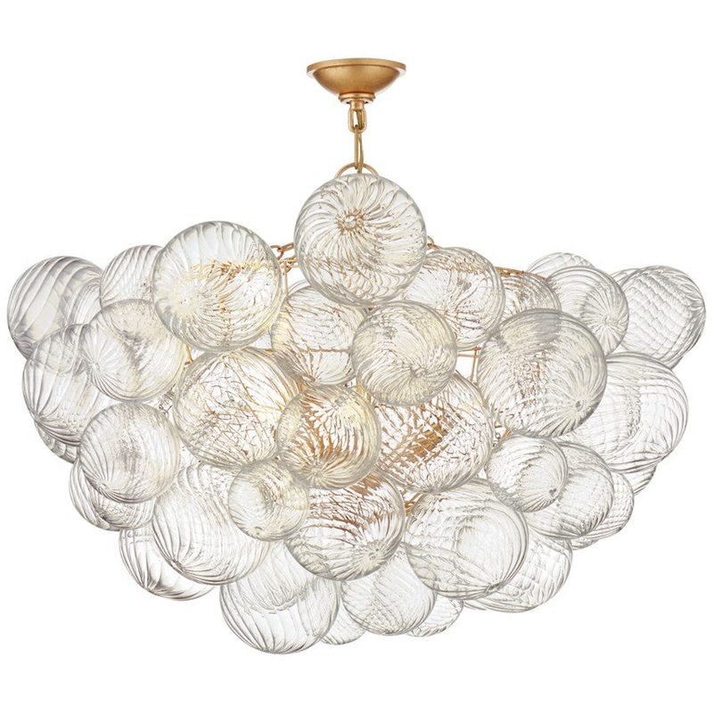 Eight Light Semi-Flush Mount from the Talia Collection in Gild And Clear Swirled Glass Finish by Visual Comfort Signature