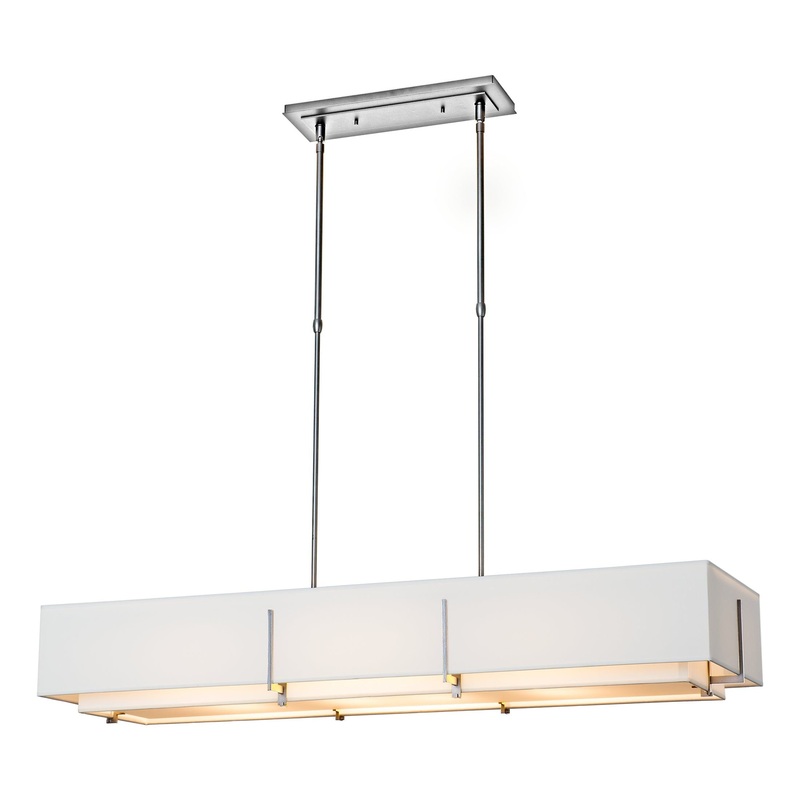 Exos Rectangular Pendant Sterling Natural Anna Inner Shade & Natural Anna Outer Shade