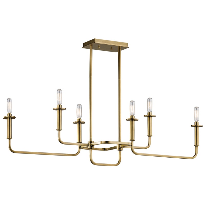 Kichler 43362NBR Six Light Linear Chandelier, Natural Brass