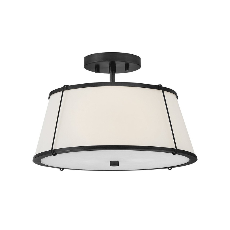 LED Semi-Flush Mount from the Clarke Collection in Black Finish by Hinkley