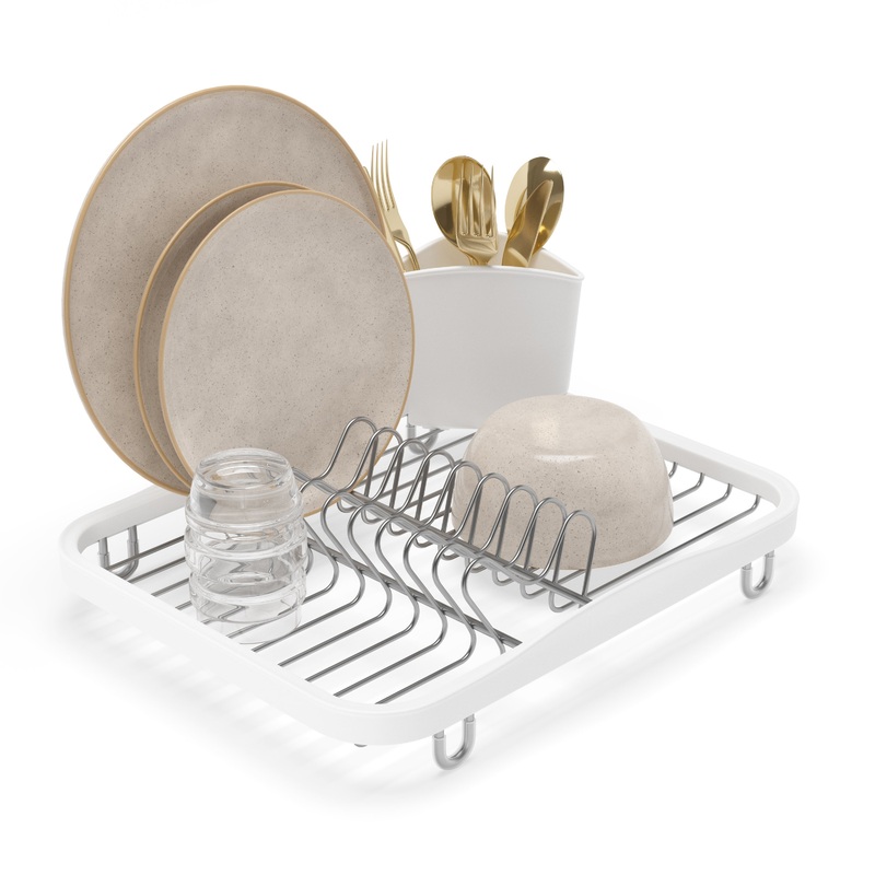 Sinkin Counter Top Dish Rack White/Nickel